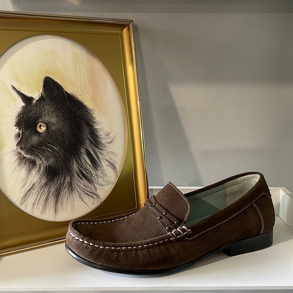 Cole Haan Brown Suede Slip-on Loafers with Studs Women's Size 8B